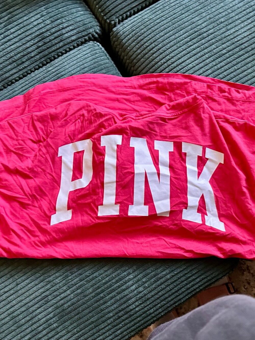 PINK by Victoria Secret XXL Hooded Pink T=Shirt Long Sleeved